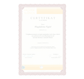 Certyfikat M. Figiel Trójpłaszczyznowa terapia manualna wad stóp